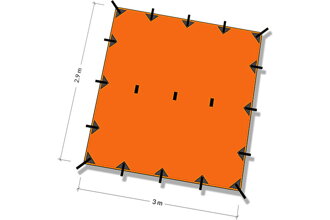 Bivakovací plachta SuperLight, 3x2,9m, 460g, pomerančově oranžová, DD Hammocks
