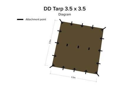 Bivakovací plachta 3,5x3,5m, Kojot hnědý, DD Hammocks