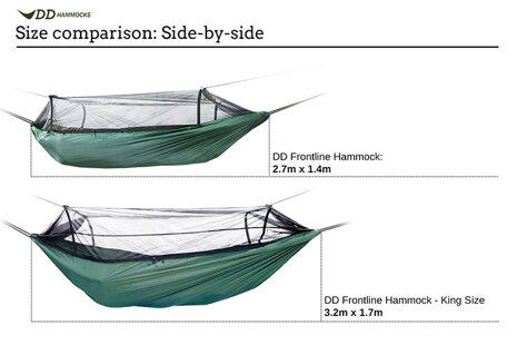 Nová větší hamaka Frontline King size, 3,2x1,7m, DD Hammocks